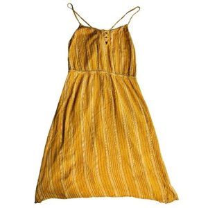 Midi Yellow Dress with White Stripes